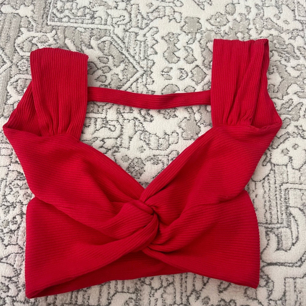 SHEIN Red Twist Front Crop Top